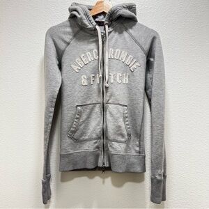 Vintage Abercrombie And Fitch Zip Hoodie Y2K Spellout Embroidered Women’s Small